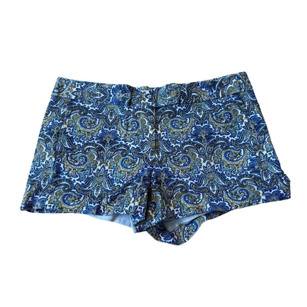 J. CREW dressy shorts, Size 8; Blue & Green Paisley print